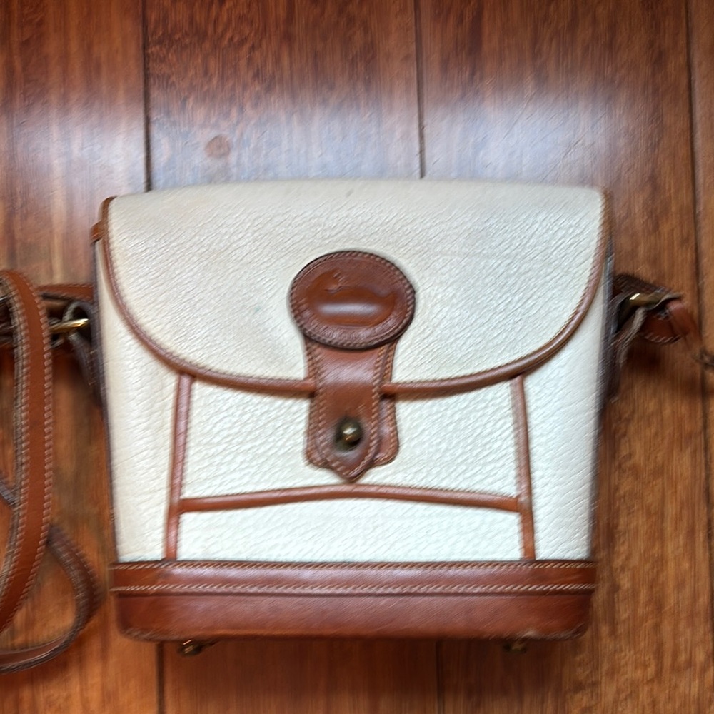 White and Brown Leather Crossbody Bag